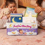 Personalized Just One More Story Cartoon Sleeping Baby Linen Storage Basket with Name and Handle Daily Use Birthday Baby Shower Gift for Baby