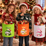 Bolso tipo cubo con luz LED, con diseño personalizado de dinosaurios y temática navideña, ideal como regalo de Navidad para niños y toda la familia