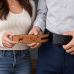 Personalised Engraved Stickman Couple Leather Belt with Name Daily Wear Christmas Gift for Husband Boyfriend