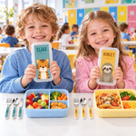 Personalized Cartoon Wild Animal Fork Spoon Knife 3 Pcs Cutlery Set with Name and Case Daily Use Back to School Birthday Christmas Gift for Kids 5