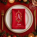 Personalisierte Stoffserviette im Vintage-Stil | mit Namen & Initiale | 100% Baumwolle & Wiederverwendbar | Weihnachtsgeschenk für Familie und Freunde 1