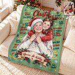 Personalized Retro Style Photo Multilingual Merry Christmas Soft Throw Blanket with Name Home Decor Christmas Gift for Family Friend