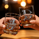 Personalised Retro Pattern 10oz Initial Whisky Glass with Name Party Birthday Gift for Whisky Lovers 4