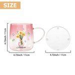 Personalised Butterfly Birth Flower 3D Heart Ornament Glass Mug with Name Mother's Day Birthday Gift for Mum Woman