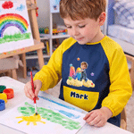 Personalized Waterproof 3D-Effect Artwork Character Photo Apron with Name and Pocket Back to School Outdoor Activities Birthday Gift for Kid Student