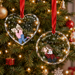 Personalized Puzzle Snowflake Cartoon Character Acrylic Glass Ornament with Name and Year Christmas Gift for Newlywed Couple Family 2