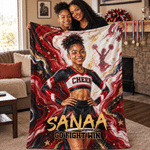 Coperta morbida personalizzata con foto in stile pittura a olio, con nome e testo: regalo di compleanno a tema stagionale per cheerleader e allenatori