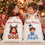 Personalized 3D-Effect Artwork Cartoon Character Photo Drawstring Christmas Gift Bag with Name Christmas Gift for Family Kids Friends 5