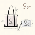Personalized Floral Stethoscope Pattern Makeup Bag Tote Bag Set with Name Daily Use Birthday Nurse Day Gift for Nurses Healthcare Workers 8