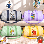 Personalized Large Capacity Striped Sports Number Canvas Travel Duffel Bag with Photo and Name Physical Exercise Gift for Sports Lovers