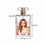 Frasco de perfume recargable 50 ml personalizado con foto estilo cómic y flor de nacimiento con nombre regalo de cumpleaños para mujer