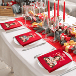 Personalised Vintage American Style Portrait 100% Cotton Red Napkin with Name Table Decor Christmas Party Gift for Family Friends 5