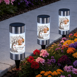 Lampada da giardino solare personalizzata con foto artistica “Bare Tree Cardinal Misty”, con testo; decorazione da giardino per esterni; regalo commemorativo in caso di lutto per la perdita di una persona cara 4