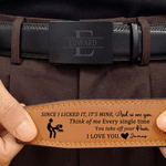 Personalised Engraved Stickman Couple Leather Belt with Name Daily Wear Christmas Gift for Husband Boyfriend