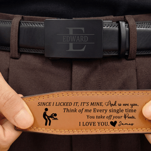 Personalized Engraved Stickman Couple Leather Belt with Name Daily Wear Christmas Gift for Husband Boyfriend