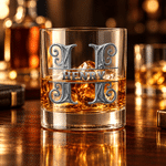 Personalised Retro Pattern 10oz Initial Whisky Glass with Name Party Birthday Gift for Whisky Lovers 1