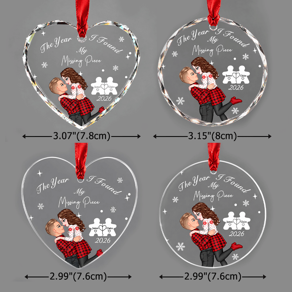 Personalized Puzzle Snowflake Cartoon Character Acrylic Glass Ornament with Name and Year Christmas Gift for Newlywed Couple Family 7