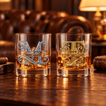Personalised Retro Pattern 10oz Initial Whisky Glass with Name Party Birthday Gift for Whisky Lovers 2