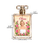 Personalised Birth Flower Portrait Photo Refillable Perfume Bottle with Name Daily Use Birthday Gift for Women Girls