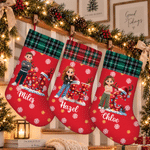 Personalised 3D-Effect Artwork Photo Snowflake Plaid Pattern Christmas Stocking with Name and Initial Christmas Gift for Family Kids Friends 7