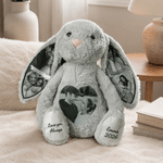 Personalized Cute Bunny Ear Photo Plush Toy with Text Daily Use Birthday Christmas Gift for Couple Kid Friend