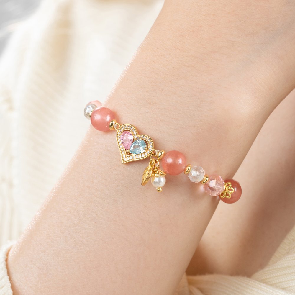 Gepersonaliseerde armband van sterlingzilver met geboortestenen en hartvormige helende kristallen, met parelhanger – Sierlijke sieraden als verjaardags- of jubileumcadeau voor moeder of echtgenote 5