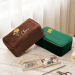 Personalised Vintage Birth Flower Knitting Crochet Notions Storage Box with Name and 12 Pouches Travel Accessory Birthday Gift for Knitting Love