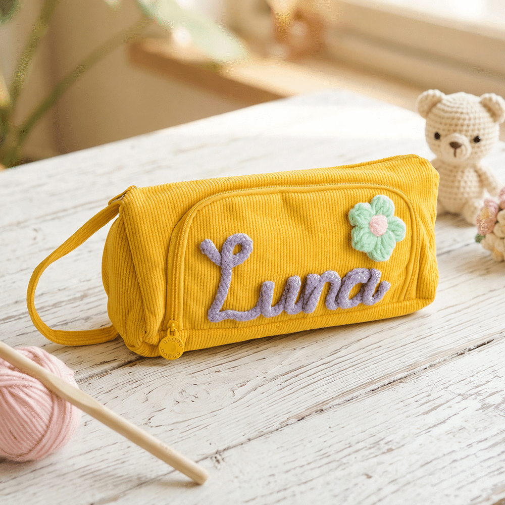 Personalised Multicolour Flannel Large Capacity Crochet Hook Organiser with Name Birthday Christmas Mother's Day Gift for Grandmother Crochet Enthusiasts 3