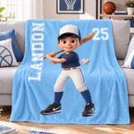 Personalised 3D-Effect Artwork Cartoon Character Photo Soft Throw Blanket with Name and Number Sport Theme Christmas Birthday Gift for Sports Fan 2