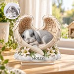 Personalized 3D-Effect Artwork Rabbit Photo Angel Wings Floral Clear Acrylic Plaque with Name Memorial Gift for Pet Rabbit Owners 2