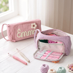 Personalised Multicolour Flannel Large Capacity Crochet Hook Organiser with Name Birthday Christmas Mother's Day Gift for Grandmother Crochet Enthusiasts 1