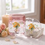Personalised Butterfly Birth Flower 3D Heart Ornament Glass Mug with Name Mother's Day Birthday Gift for Mum Woman