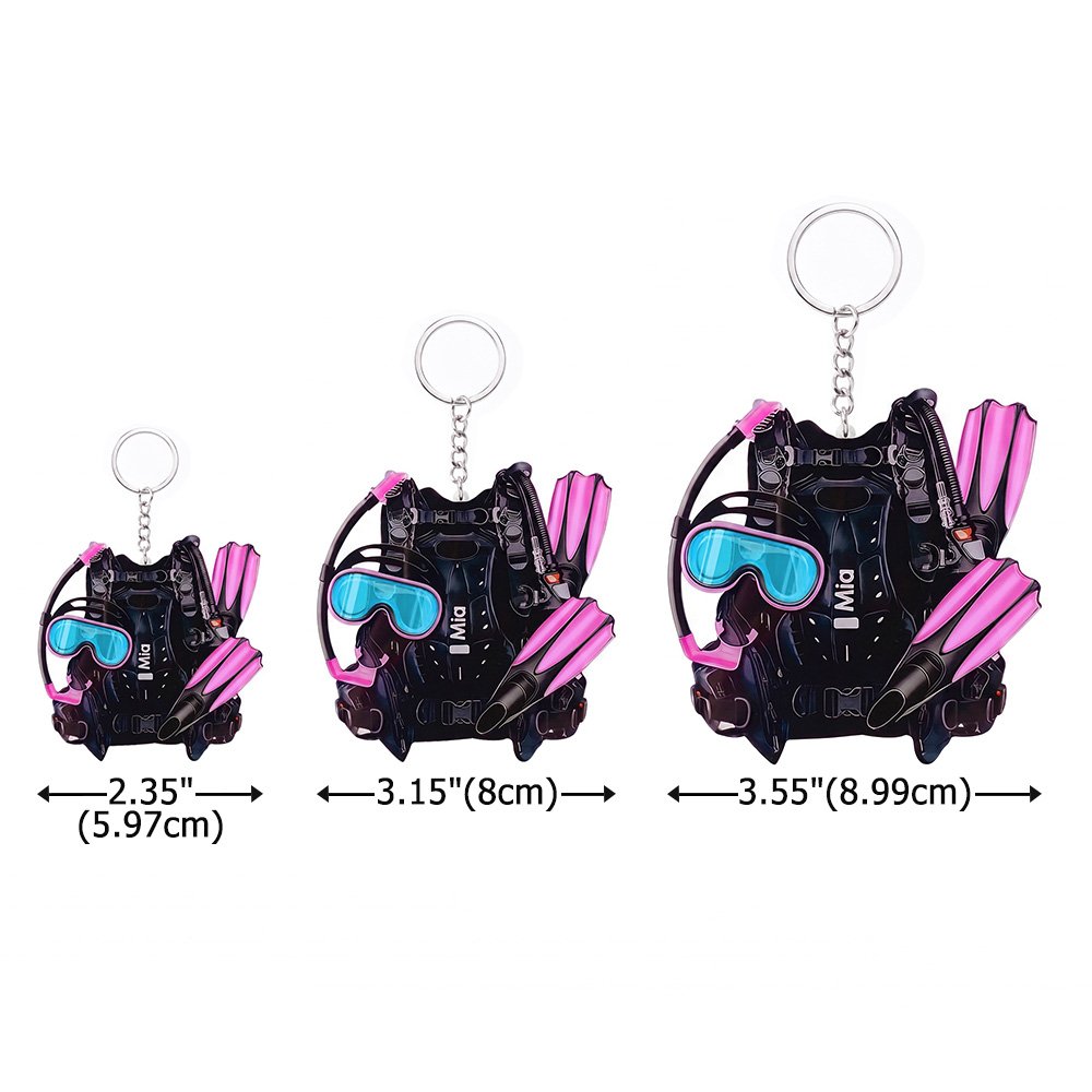 Personalized Scuba Diver Gear Goggles Fins Acrylic Keychain Bag Charm with Name Birthday Gift for Diving Enthusiasts 6