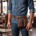 Personalized Multi-Compartment Scissors Comb PU Leather Hairdressing Scissors Waist Bag with Name Daily Use Birthday Gift for Hairstylist Barber
