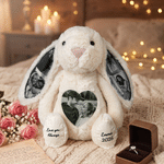 Personalized Cute Bunny Ear Photo Plush Toy with Text Daily Use Birthday Christmas Gift for Couple Kid Friend