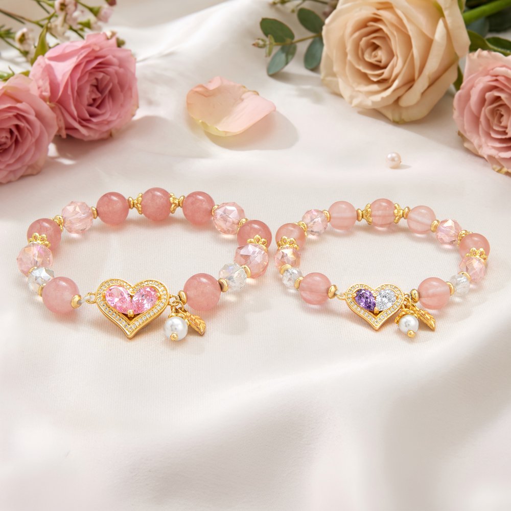 Gepersonaliseerde armband van sterlingzilver met geboortestenen en hartvormige helende kristallen, met parelhanger – Sierlijke sieraden als verjaardags- of jubileumcadeau voor moeder of echtgenote 2