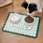 Personalized Retro Minimalist Color-Block Pet Feeding Mat with Name Pet Supplies Birthday Holiday Gift for Pet Owners