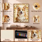 Tablesau sur toile personnalisé représentant votre animal de compagnie, réalisé dans le style d'une peinture à l'huile avec sa fleur de naissance et son nom – Décoration d'intérieur et cadeau d'anniversaire pour les propriétaires d'animaux de compagnie 10