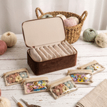 Personalised Vintage Birth Flower Knitting Crochet Notions Storage Box with Name and 12 Pouches Travel Accessory Birthday Gift for Knitting Love