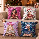 Funda de cojín mullida personalizada con motivo navideño de estilo retro y nombre; decoración para el hogar; regalo de Navidad para familiares y amigos