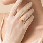 Personalised Double Birthstones Hourglass Sterling Silver Ring with Engraved Text Dainty Jewellery Birthday Anniversary Gift for Woman Couple Family