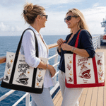 Sac fourre-tout en toile multicolore personnalisé, orné d'une ancre de bateau de croisière, avec prénom et texte : cadeau d'anniversaire sur le thème des vacances à la plage pour les voyageurs et les amis