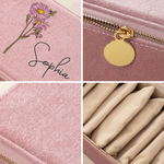 Personalised Vintage Birth Flower Knitting Crochet Notions Storage Box with Name and 12 Pouches Travel Accessory Birthday Gift for Knitting Love