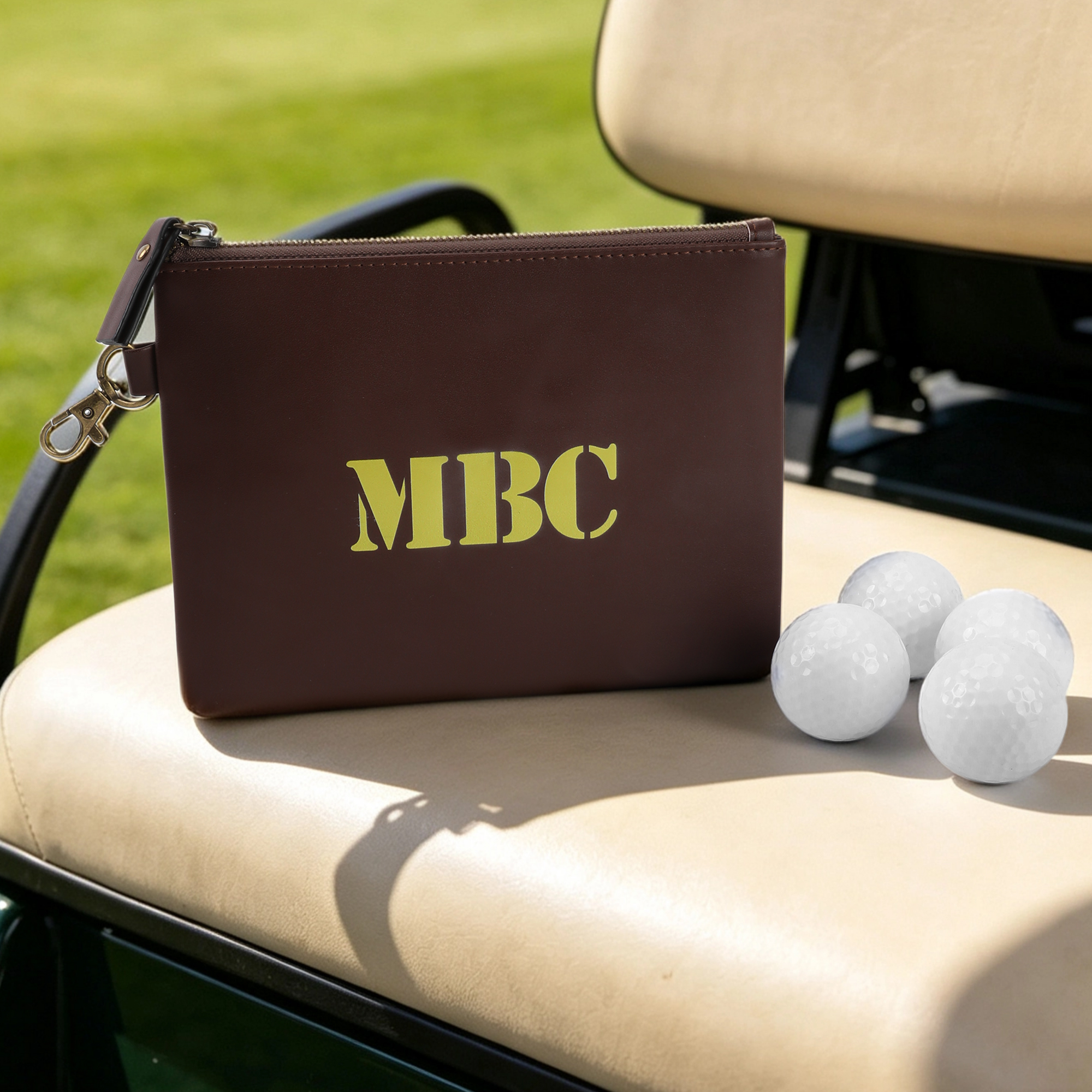 Individuell gestaltete Golf-Tasche aus PU-Leder mit Monogramm – Golf-Zubehörtasche mit Reißverschluss – Golfballhalter – Vatertagsgeschenk für Golfer