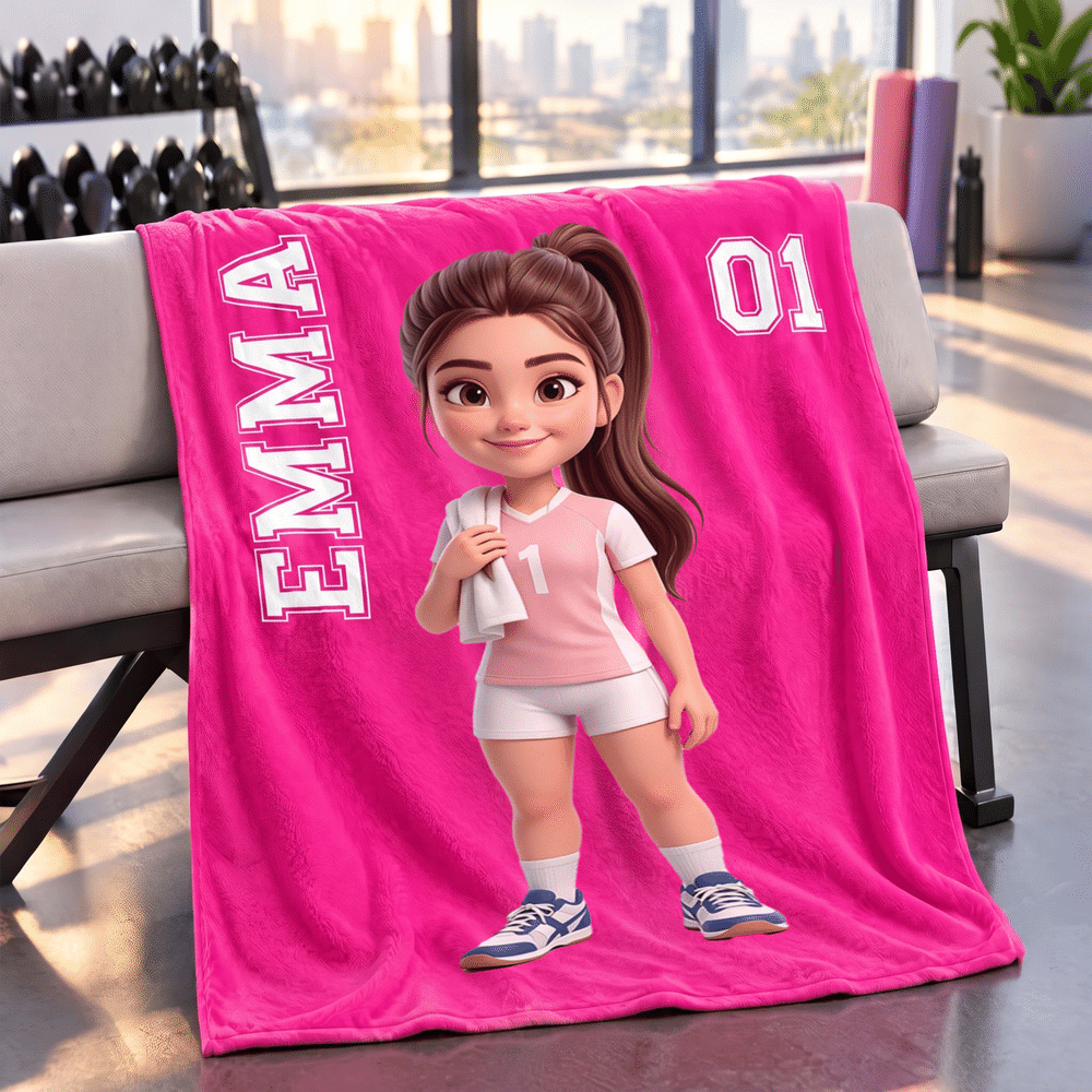 Personalised 3D-Effect Artwork Cartoon Character Photo Soft Throw Blanket with Name and Number Sport Theme Christmas Birthday Gift for Sports Fan 5