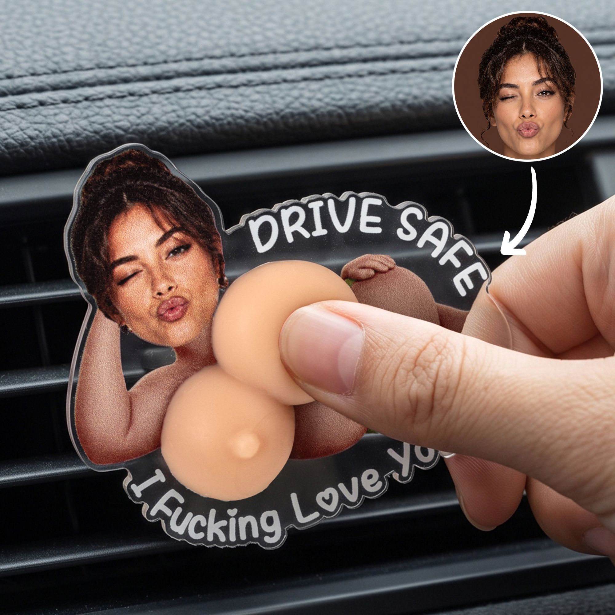 Personalised I Fucking Love You Funny Bikini Squishy Car Vent Clip with Photo Birthday Anniversary Valentine's Day Gift for Couples Boyfriend