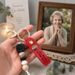 Personalized Angel Wings Photo PU Leather Keychain with Text and Daisy Charm Bereavement Memorial Sympathy Gift for Loss of Loved One