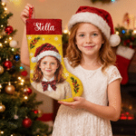 Personalized Santa Hat Oil Painting Photo Multicolor Christmas Stocking with Name Home Decoration Christmas Gift for Kid Family 3