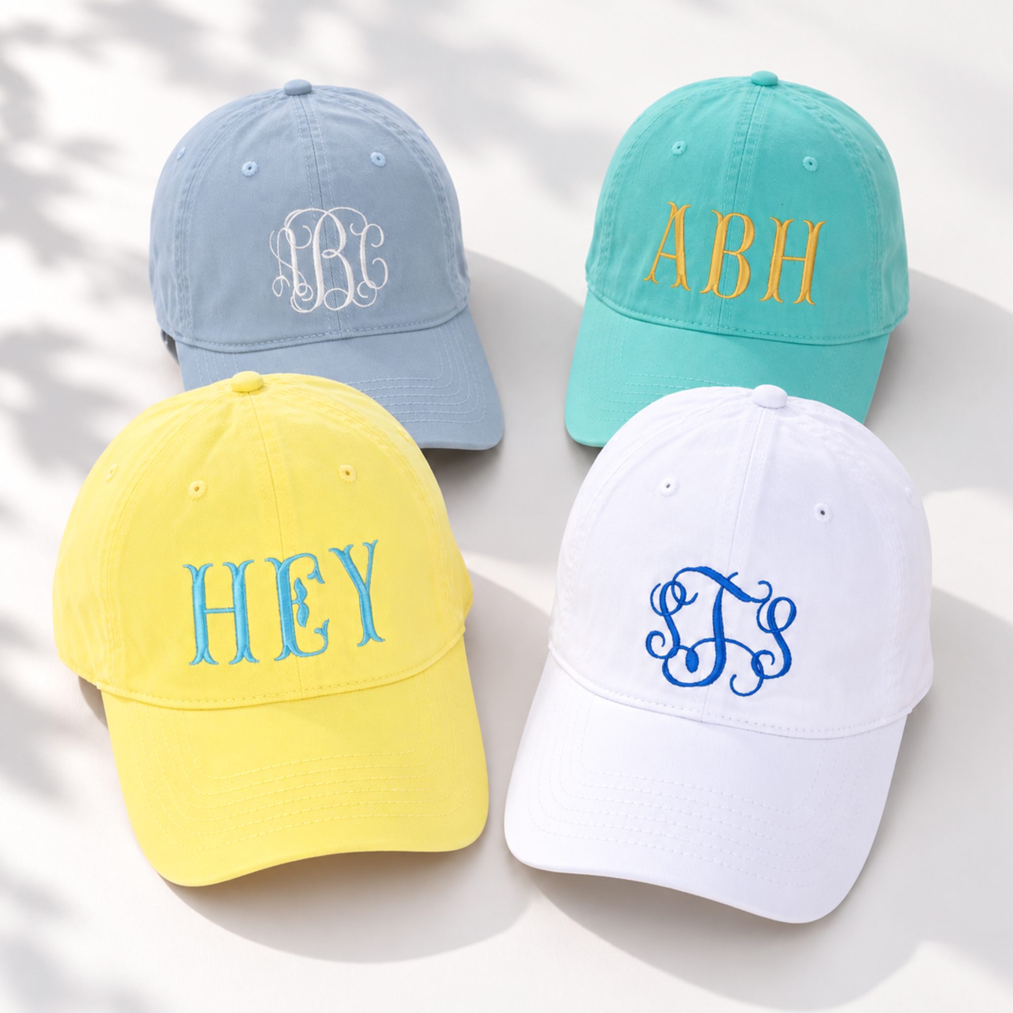 Individuell gestaltete, mehrfarbig bestickte Buchstaben, Baseballkappe aus 100 % Baumwolle, größenverstellbar, für den Alltag, Geburtstagsgeschenk für Familie und Freunde