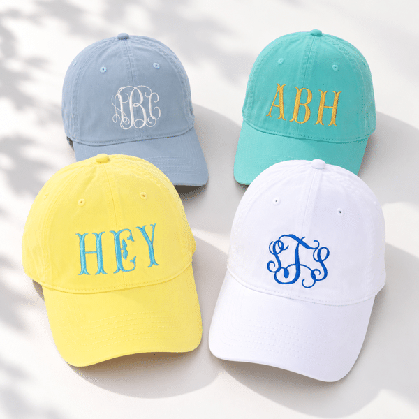 Personalized Multicolor Embroidered Letters 100% Cotton Adjustable Baseball Cap Daily Wear Birthday Gift for Family Friends